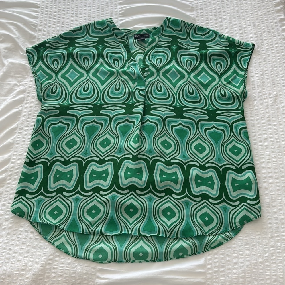 Jones New York Green Patterned Blouse